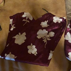 Maroon Satin Pj Women Set